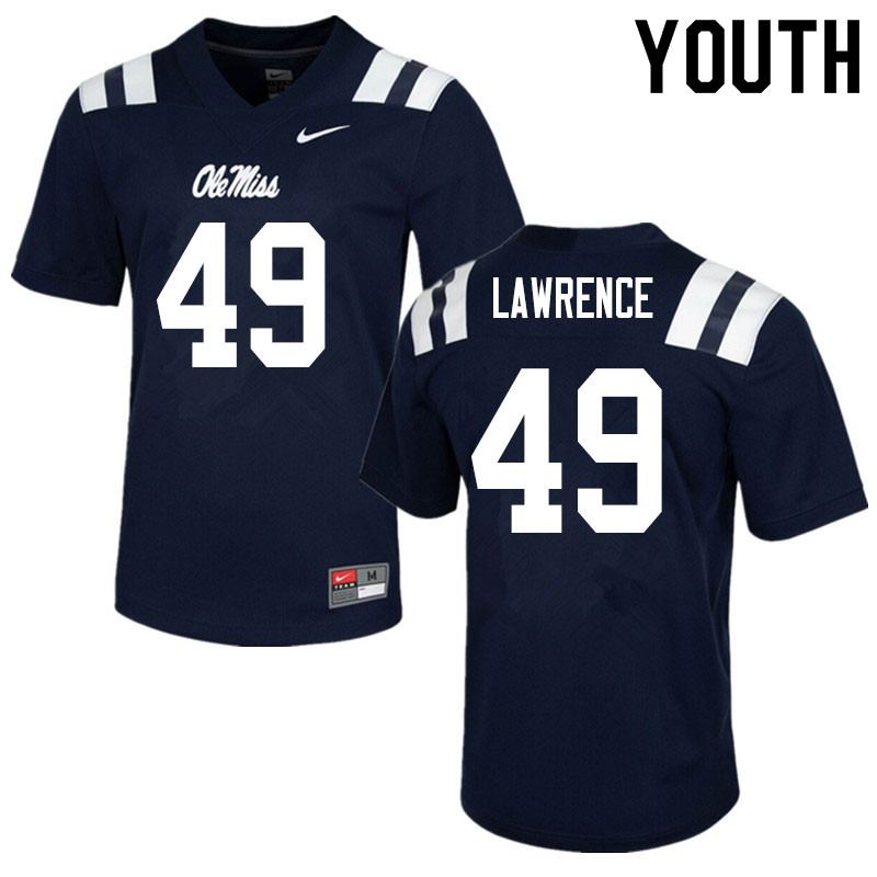 Youth #49 Jared Lawrence Ole Miss Rebels College Football Jerseys Sale-Navy